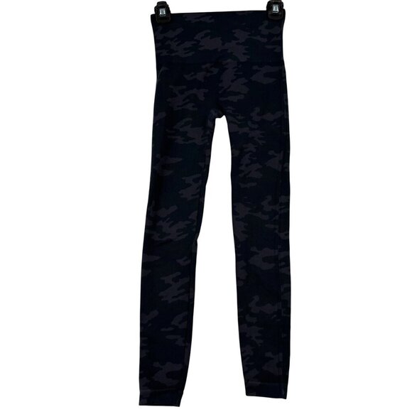 Spanx Ankle Leggings Size S Black Gray Camo Print High Rise Shaping Control - Picture 1 of 8